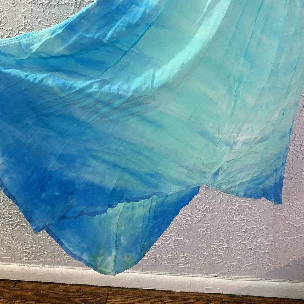 XCVI NEW Maxi Dress Ombré Blue XS Sleeveless Shark Bite Cruise Beach Vacation